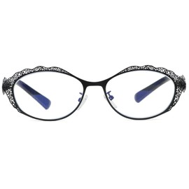 mincl Rhinestone Bling Reading Glasses for Women Metal Frame Diamond Ladies Oval Eyewear (black, 2.0, multiplier_x)