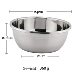Notcilgias Edelstahl Schüssel,Rührschüssel Edelstahl, Multifunktional Metallschüssel, Küchenschüssel Salatschüssel, Spülmaschinengeeignet (24CM)