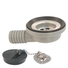 Ambassador Marine Sink Drain with 1 1/2-Inch Chain Stopper, Brushed Finish