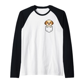 Cute Shih Tzu Puppy Pocket Pal Funny Shih Tzu Small Dog Raglan Baseball Tee