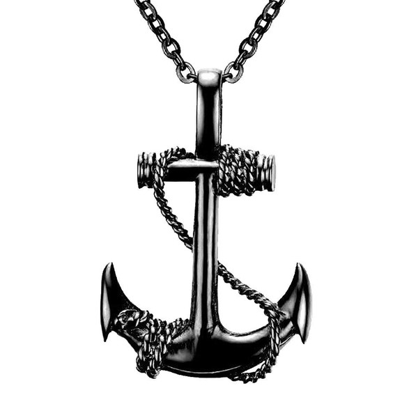 JczR.Y Black Anchor Necklace Cross Anchor Pendant Blue Ocean Beachy