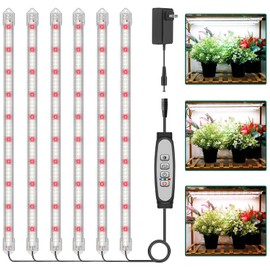 LPMZMBL 6-Bar Grow Light Strips for Indoor Plants, 16" Full Spectrum Plant Lights, 6500K Sunlike Grow Lights with 6/12/18H Timer, 5-Level Dimmable for Indoor Growing