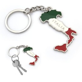 Powersell Italian National Flag Metal Keyring Key Ring for Men and Women Gift, Chrome / Green / White / Red