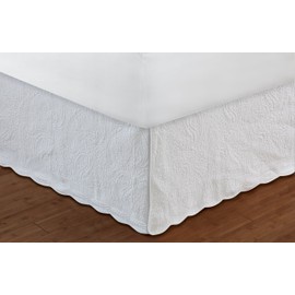 Greenland Home Paisley Quilted Bed Skirt, King, White