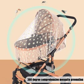 BQSAZHYJ Mosquito Net for Baby Pram, Daisy Print Stroller Netting Cover - Perfect Bug Net for Strollers, Bassinets, Mini Crib, Cradles and Playards (White Daisy)