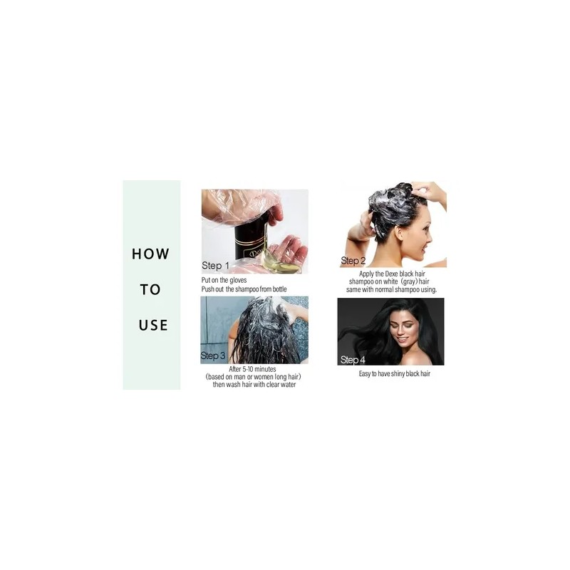 Shampoo Con Tinte Cubre Canas Dexe 400 Ml Color Negro