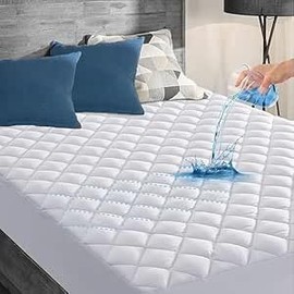 Quilted Waterproof mattress protector Double Bed - Super Absorbent Mattress Protector - Hypoallergenic, Breathable double mattress protector - Waterproof sheet Double bed (137x190 CM)40cm
