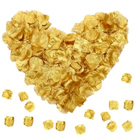Bewudy 300PCS Fake Rose Petals, Gold Silk Rose Petals, for Romantic Night Romantic Festive Atmosphere Creation for Marriage Proposal Wedding Valentine's Day Decoration Party Activities (Gold) (300)