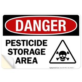 Danger Pesticide Storage Area Sign, 10x7 Inches, 4 Mil Vinyl Decal Stickers Weather Resistant, Made in USA by My Sign Center