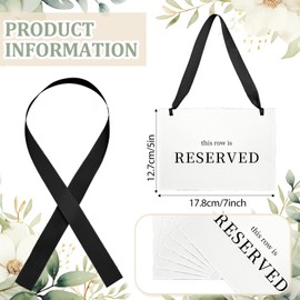 BrightRow 12 Pcs Reserved Seating Signs, This Row Is Reserved Hanging Signs with Silk Ribbon for Wedding Chairs Handmade Paper Chairs Sign for Wedding Ceremony Church Events Benches(Black)