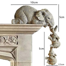 mohito Resin Figurines Elephant Set Decorative Statues Mother Elephant And 2 Baby Elephants For Home Office Craft Decoration