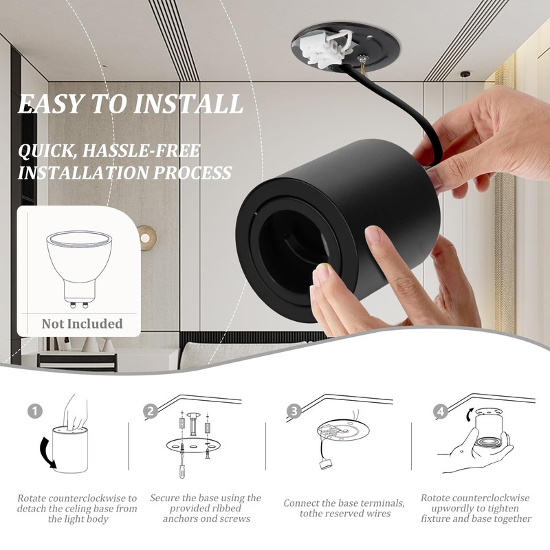 GeyouLux Surface-Mounted Spotlight GU10 Diameter 80 x 84 mm Ceiling