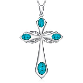 UYBNRK Cross Necklace for Women Turquoise Jewelry Infinity Turquoise Necklace Silver Cross Pendants Necklace for Men Vintage Jewelry Christian Gifts for Women Christmas Birthday Valentines Anniversary