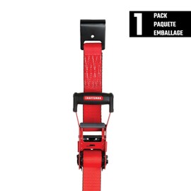 CRAFTSMAN CMXAZBS10000F Black/Red 2" x 27' Ratchet Tie Down Strap with Flat Hook - Heavyweight/Industrial Duty (10,000 lb Break Strength)