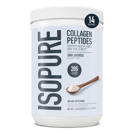 Isopure Collagen Peptides Powder, Promotes Hair, Nail, Skin and Joint Health, with Vitamin C and Biotin, Unflavored, 20g Collagen Peptides Per Serving, 11.36 Oz, 14 Servings (Packaging May Vary)