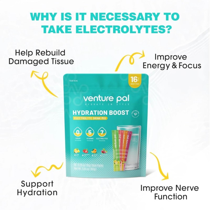Unbranded Venture Pal Vitamin Electrolyte Hydration Drink Mix, Sugar Free,