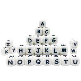 abalorio de silicona de 26 letras, 52 piezas de abalorio de silicona para hacer joyas, manualidades, suministros de beeding