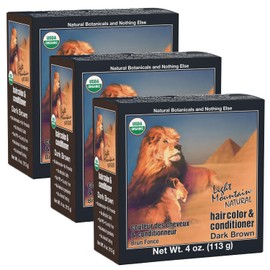 Light Mountain Natural Hair Color & Conditioner, Dark Brown, 4 oz (113 g) (Pack of 3)
