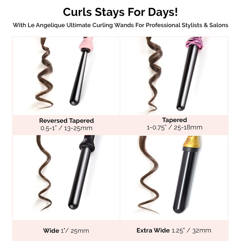 Le Angelique 1 Inch Ceramic Curling Wand for Beach Waves,