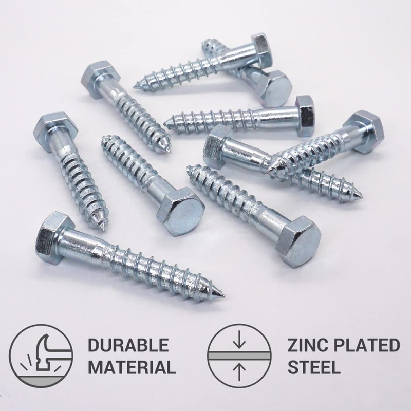 SKIR'CO (10 pcs) DIN 571 Zinc Plated Steel Hexagon Head