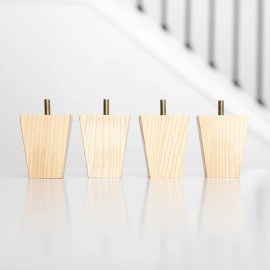 Airy Abode Square Furniture Legs, Set of 4, 3 4 5 6 8 10 12 inch Ash Wood Feet Replacement - 3 Inch