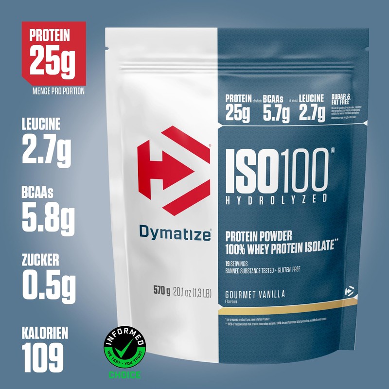 Dymatize ISO 100 Hydrolyzed Gourmet Vanilla 570 g - Whey