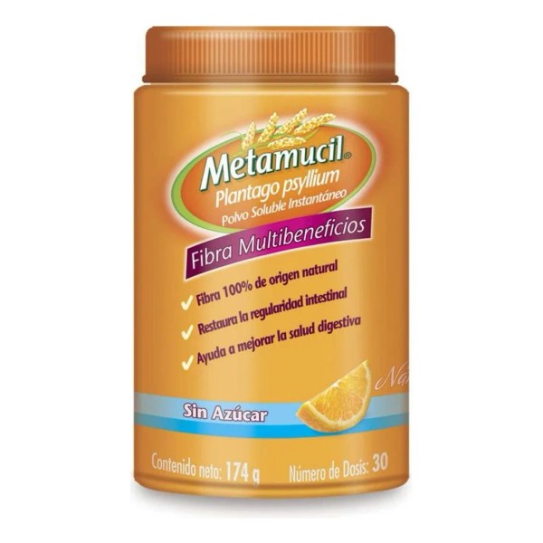 Polvo Soluble Instantáneo Metamucil Sabor Naranja 174 Gramos