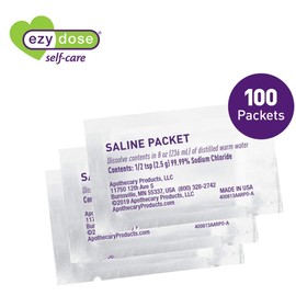 EZY DOSE Saline Nasal Rinse Packets, Individually Wrapped Sinus Refill Packets, Nasal Relief, 100 Count