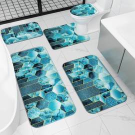 XLHOMO Bathroom Rug Set 5 Piece - Bathroom Rugs Set, Memory Foam Bath Mat, Non Slip Extra Soft Absorbent Washable for Bedroom, Kitchen, Dining Room and Living Room