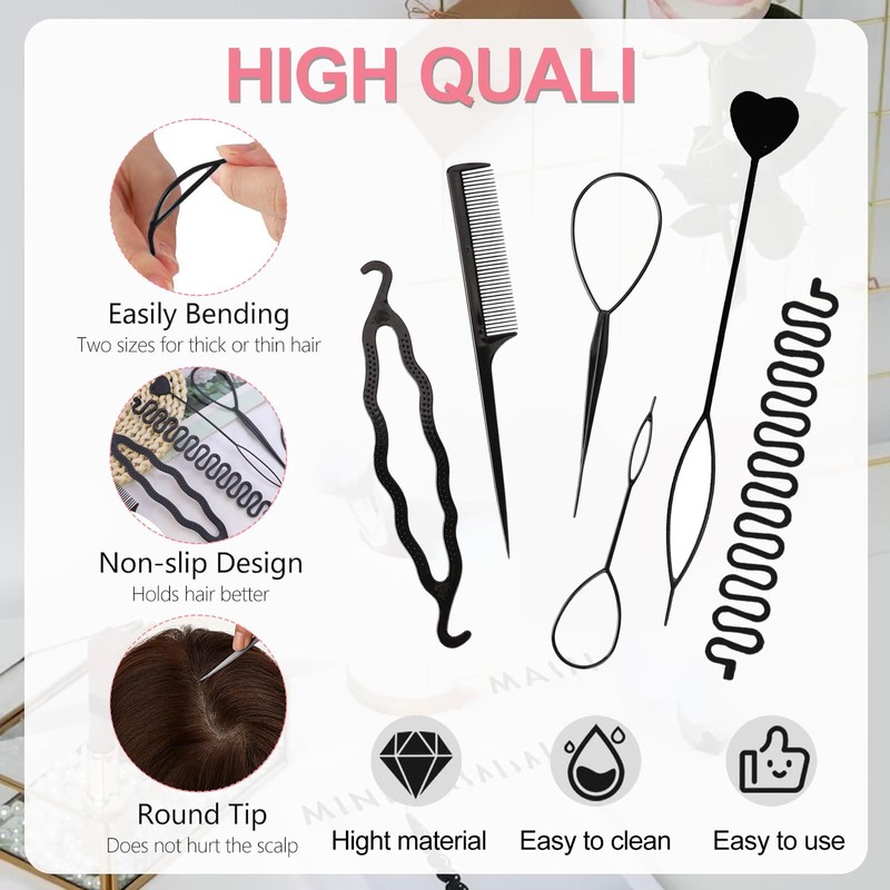 6pcs Tail Hair Tool, Tail French Braid Loop Tool Rat