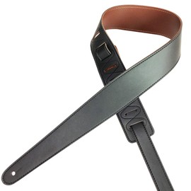 YunmoTree Guitar Strap,Soft PU Leather Guitar Strap 2.35" Wide, Adjustable Length,with 2 Picks Black/Brown Both Sides Work