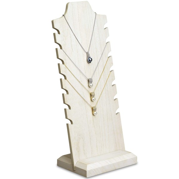 MOOCA Lightweight Wooden Freestanding Necklace Easel Display Stand Holder Multiple Necklace Bust Necklace Display Stand Wooden Jewelry Display Stand for Necklaces, Wash White
