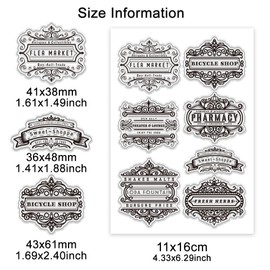 PH PandaHall Vintage Sign Clear Stamps Set 7pcs Retro Style Rubber Stamp Silicone Clear Stamps Reusable Transparent Stamps for Scrapbooking Journaling Card Making Album Photo Decoration