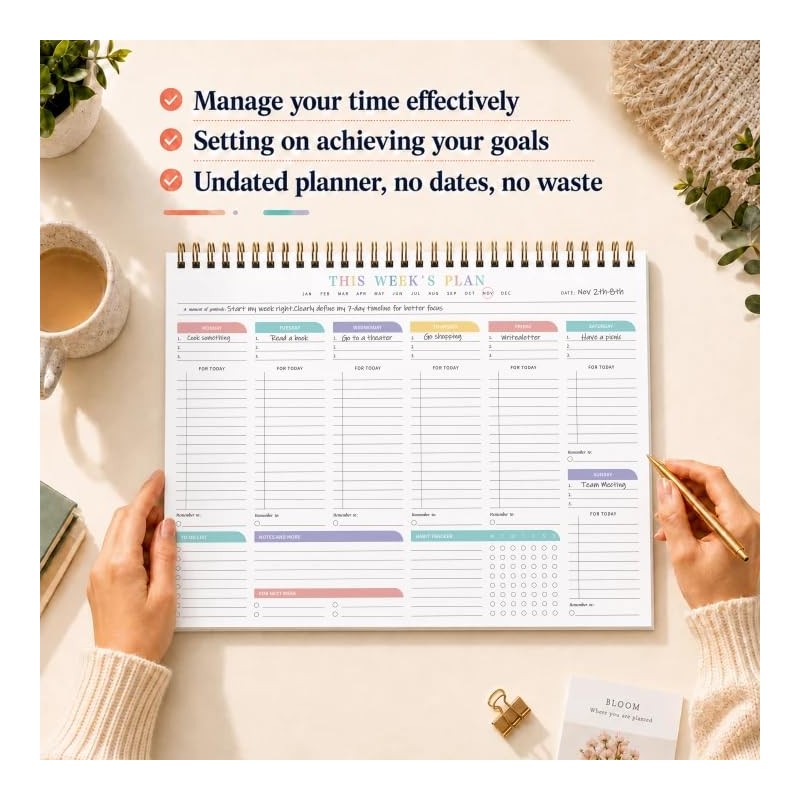 Weekly To Do List Notepad with Habit Tracker, 8.5" x