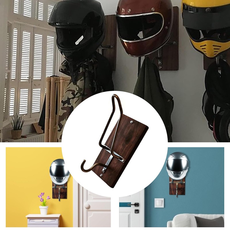 NIYATA Motorcycle Helmet Wall Mount Wall Mount with Hooks, Multifunctional