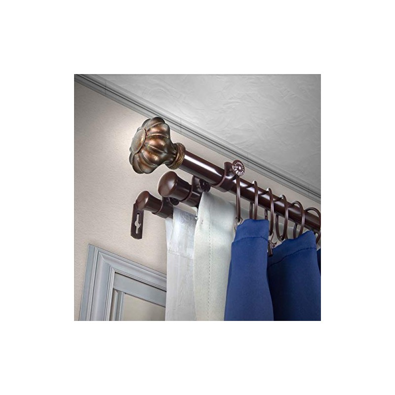 Candice 13/16" Triple Curtain Rod 66-120 inch - Cocoa