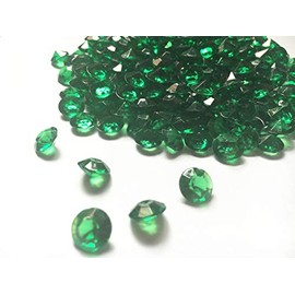 Jane Shop Acrylic Diamonds, 10mm Acrylic Color Faux Round Crystals Treasure Gems, 0.4 inch Tabletop Confetti Crystals for Table Confetti, Vase Fillers, Party Decoration (1000pcs Emerald Green)
