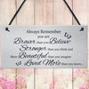 RED OCEAN Stronger Inspirational Motivational Hanging Plaque Friendship Gifts Quote