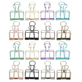 Aladeno 16PCS Colorful Hollow Out Paper Organizer Binders Clips Dovetail Clip Multicolor Long Tail Binders Clips Metal Paper Clamps Paperclip Office Decorative Tool (Medium)
