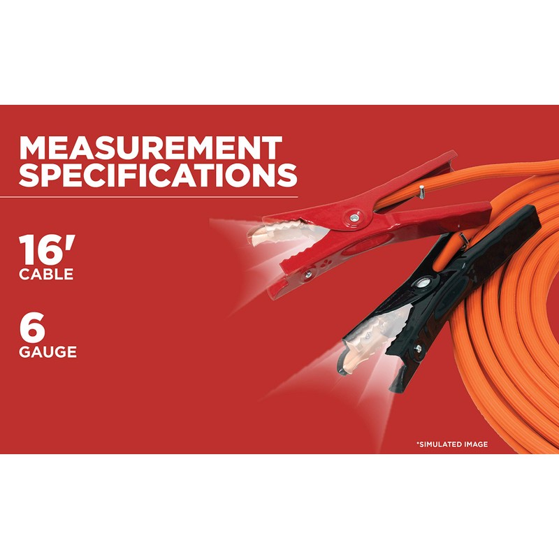 Road Power 16-ft 6 Gauge Booster Cable with Night Bright