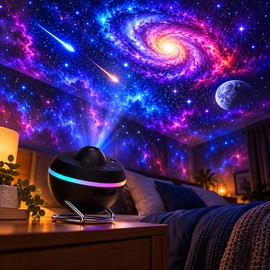13-in-1 Galaxy Projector for Bedroom – Rotating Ultra-Clear Space & Starry Sky Night Light for Home Ambience