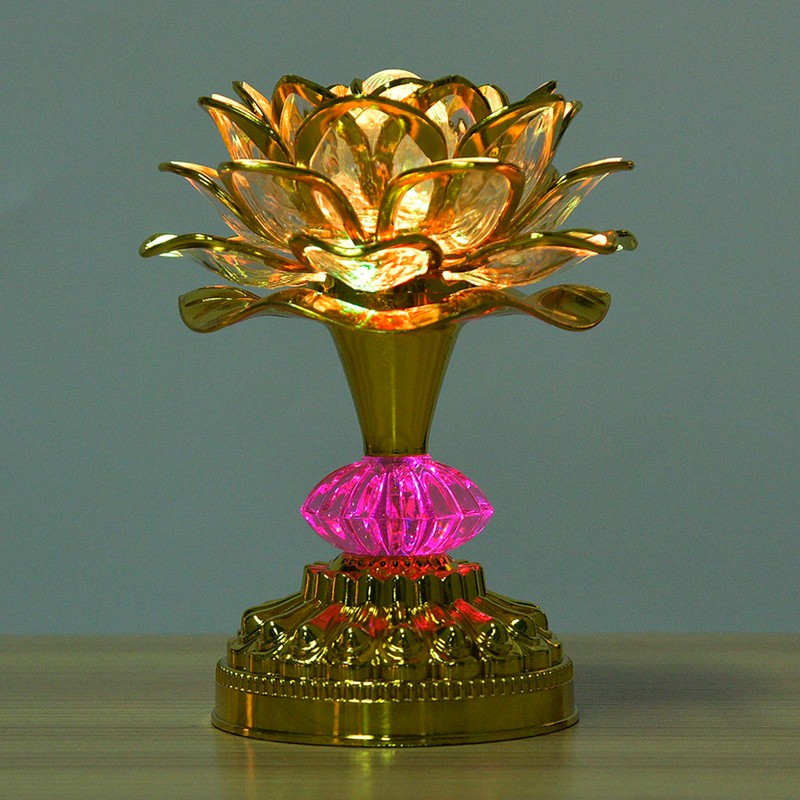 LED Multicolor Buddhist Lotus Lamp with 13 Different Buddhist Songs