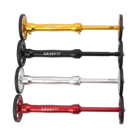 LitePro Easy Wheel Extension Rod Telescopic Bar Bike Aluminum Alloy Rear Cargo Rack Parts for Folding Bicycle (1 Set Black Wheels)