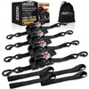 IAZZCO Retractable Ratchet Straps(4-Pack) - 1 Inch × 10 Ft