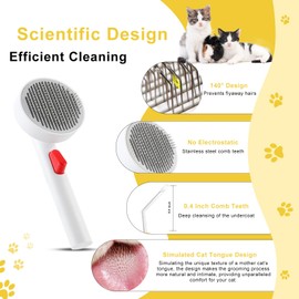Cat Hair Remover Brush with 1-Click Self-Cleaning,Ergonomic Pet Grooming Tool with Golden Angle Teeth & Skin Protection