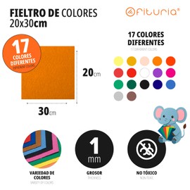 OFITURIA Bastelfilz für DIY-Projekte, Bunte Filzstoffe für Patchwork, Nähen, Schule, Kunst und Dekoration 20x30cm (Pfirsich, 10 Stk)