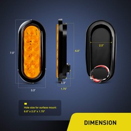 Nilight 6 Inch Oval Amber LED Trailer Tail Lights 2PCS W/Flush Mount Grommets Plugs IP67 Waterproof Turn Signals Lamp for 12V RV Camper Truck Jeep