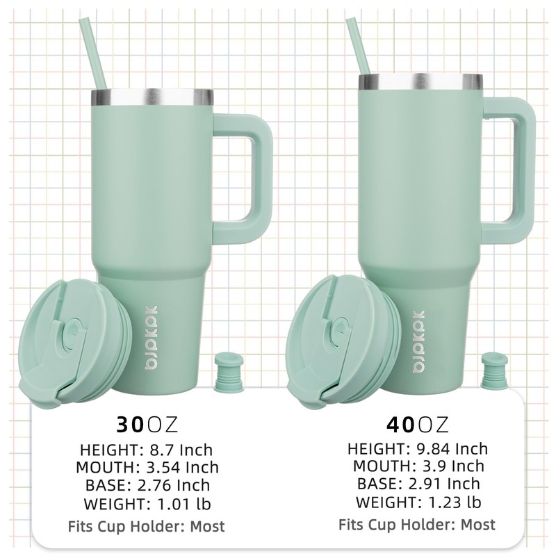 BJPKPK Insulated Tumblers With Handle And Straw 30 oz Stainless