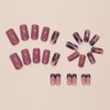 Medium Square Press on Nails Purple French Fake Nails Glitter