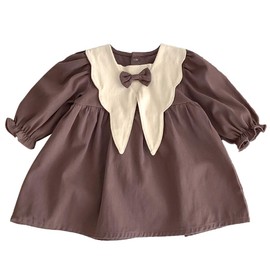 SLINX QZ14 Children's Clothing, Girls, Dress, Long Sleeve, Collared Included, Kids' Dress, Spring/Autumn, Ribbon, Switchable, Ribbon Collar, Woodland Girl, Cotton, Cute, Stylish, Birthday, Outing,